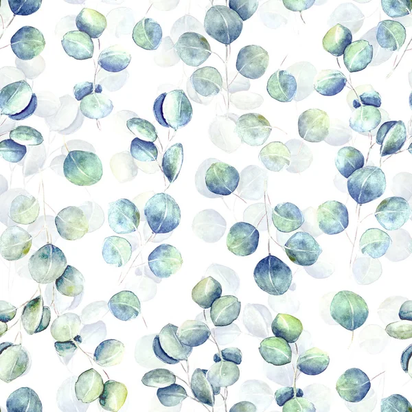 은으로 유칼립투스 가지가 수채화로 빈티지 스타일 일러스트 포장지 — 스톡 사진