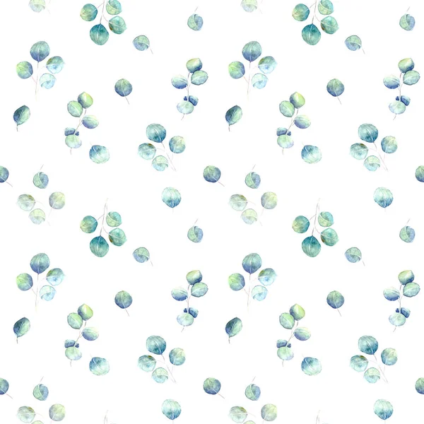 은으로 유칼립투스 가지가 수채화로 빈티지 스타일 일러스트 포장지 — 스톡 사진