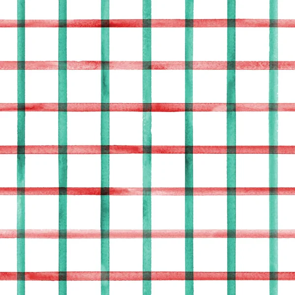 Striscia Acquerello Plaid Modello Senza Cuciture Strisce Rosse Verdi Sfondo — Foto Stock