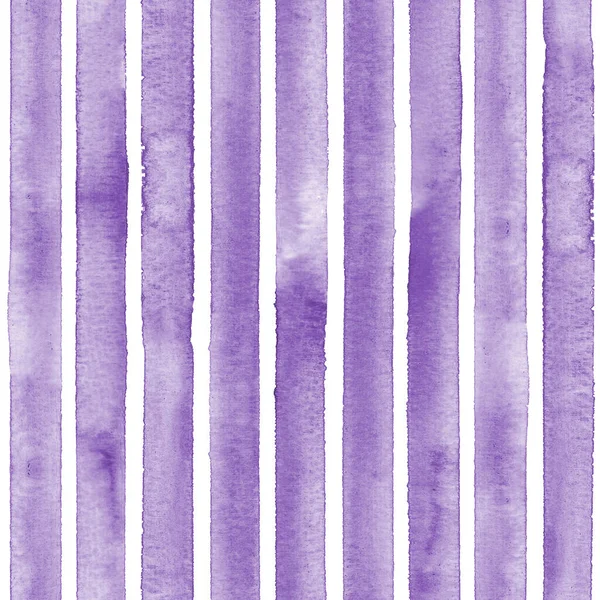 Aquarell Violette Streifen Auf Weißem Hintergrund Farblich Gestreiftes Nahtloses Muster — Stockfoto