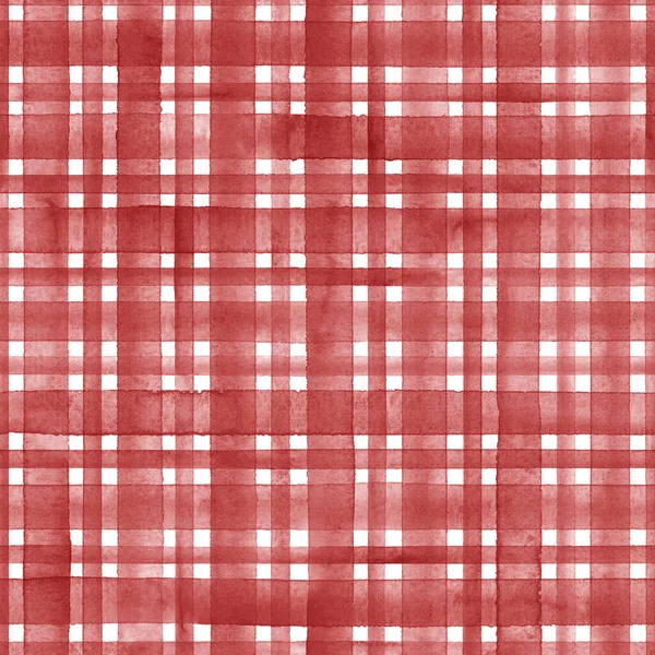 Watercolor Stripe Plaid Seamless Pattern Red Stripes White Background Watercolour — Stock Photo, Image