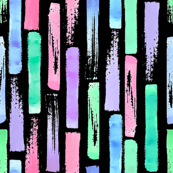 Abstract Grunge Geometrische Vormen Hedendaagse Kunst Multicolor Naadloos Patroon Zwarte — Stockfoto