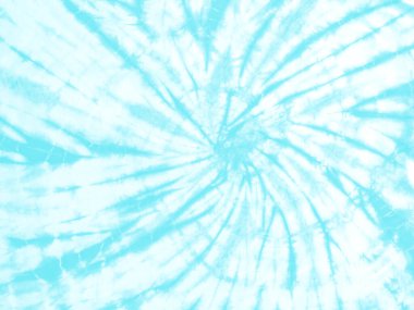 Boya desenli kravat. Soyut kravat boyası tekniği, el boyası kumaş. Turkuaz mavisi, beyaz arkaplanda sarmal elementler. Soyut doku.