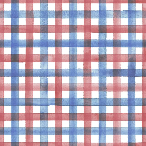 Bande Aquarelle Plaid Motif Sans Couture Rayures Bleues Rouges Sur — Photo