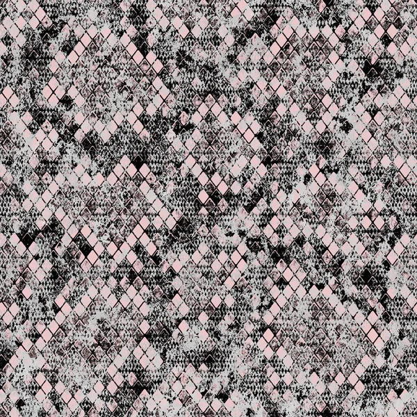 Snakeskin Seamless Pattern Light Pink Black Grey Reptile Repeating Texture — ストック写真