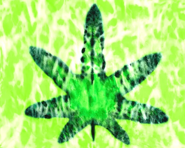 Tie Dye Element Marijuana Leaf Shape Hand Painted Color Element — Stockfoto