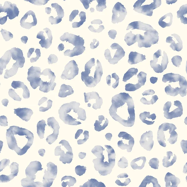 Leopard Blue Navy Color Watercolor Seamless Background Watercolour Hand Drawn — Photo