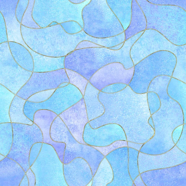 Watercolor Abstract Modern Flat Geometric Liquid Shape Forms Seamless Pattern — Photo