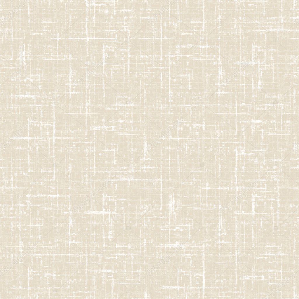 Seamless detailed woven linen texture background. Beige flax fiber natural pattern. Organic fibre close up weave fabric surface material. Rustic home decor fabric effect style.