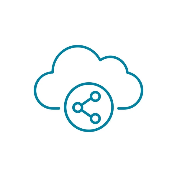 Cloud Sharing Line Icon Cloud Mit Share Symbol Cloud Computing — Stockvektor