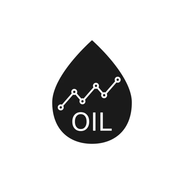 Icona Dell Aumento Del Prezzo Del Petrolio Goccia Nera Con — Vettoriale Stock
