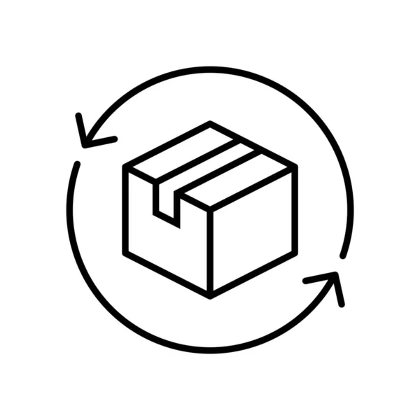 Icono Línea Devolución Producto Gratis Caja Entrega Con Flechas Símbolo — Vector de stock
