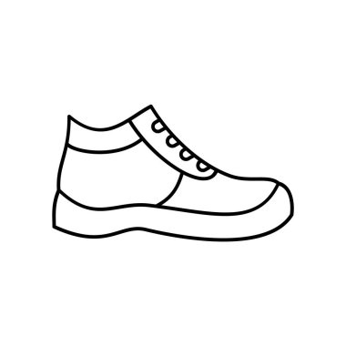 Güvenli ayakkabı çizmesi simgesi. İnşaat endüstrisinde koruyucu botlar. Endüstriyel işçi ayakkabıları. Kişisel koruma ekipmanları. Sağlık güvenliği konsepti. Vektör illüstrasyonu, düz, klip sanatı