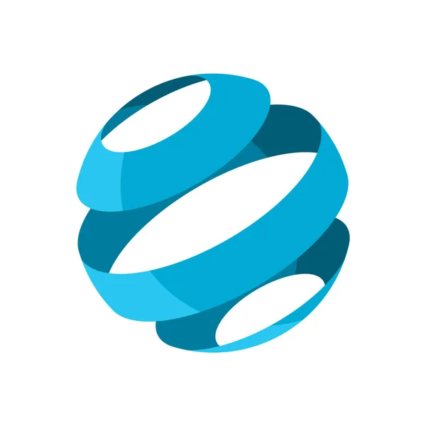 Icône Sphère Couches Rotation Abstraite Sphère Bleue Cercle Coupé Trois — Image vectorielle
