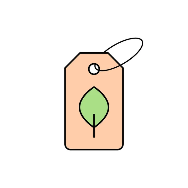 Картонная Этикетка Одежды Зеленым Листом Естественные Органические Материалы Устойчивая Мода — стоковый вектор