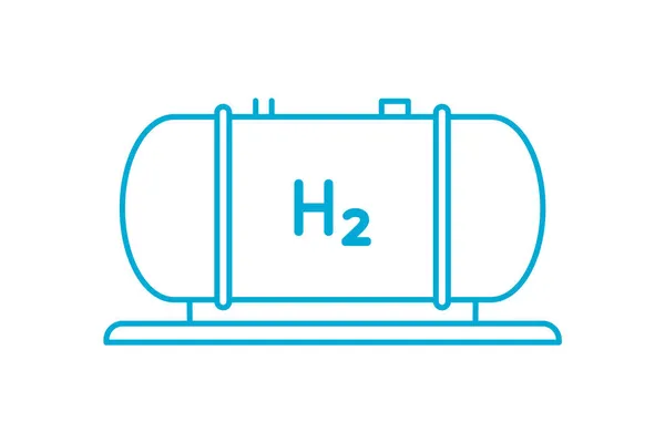蓝色的大氢气罐图标 氢气燃料贮存 工业气缸气罐 液氢或气体氢 高压油箱可持续能源概念 矢量图解 剪贴画 — 图库矢量图片