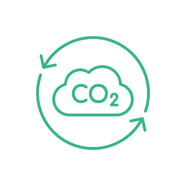 Co2 Nuvem Dióxido Carbono Dentro Das Setas Círculo Ícone Linha — Vetor de Stock