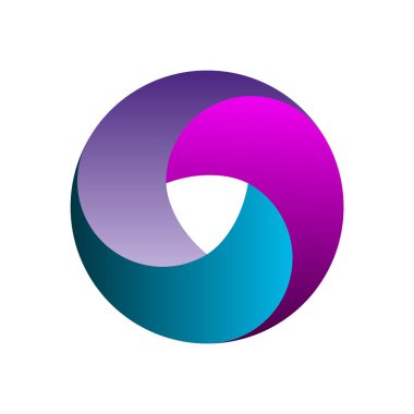 İmkansız daire şekli. Üç üst üste binen parça bilgisi. İş sunumu, grafik, grafik, diyagram. 3 seçenek, adım, süreç. Renkli bilgi tasarım şablonu. Vektör illüstrasyonu, düz