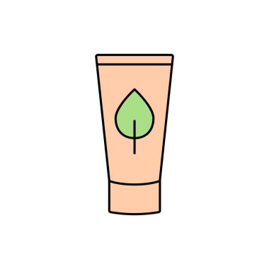 Biyolojik çözünebilir kozmetik ambalajlama. Doğal malzemeden yapılmış bir tüp. Kağıt bazlı kozmetik ambalajı. Gübrelenebilir ekolojik kozmetik konteynırı. Geri dönüşümlü malzeme. Vektör illüstrasyonu, düz, klip sanatı