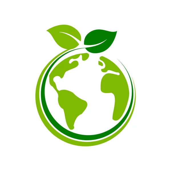 Planète Terre Avec Des Feuilles Cercle Globe Vert Gouvernance Sociale — Image vectorielle
