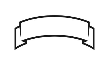 Çizgili kıvrımlı beyaz kurdele. Mesaj için yeri olan pankart. Klasik dekoratif tasarım öğesi. Reklam, etiket, manşet. Kopya alanı olan boş bir bant. Vektör illüstrasyonu, düz, klip sanatı.  