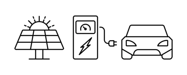 태양광 자동차 소입니다 에너지 자동차 친화적 일러스트 — 스톡 벡터