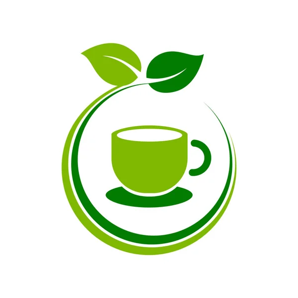 Plantilla Diseño Logotipo Verde Concepto Estilo Vida Saludable Taza Verde — Vector de stock