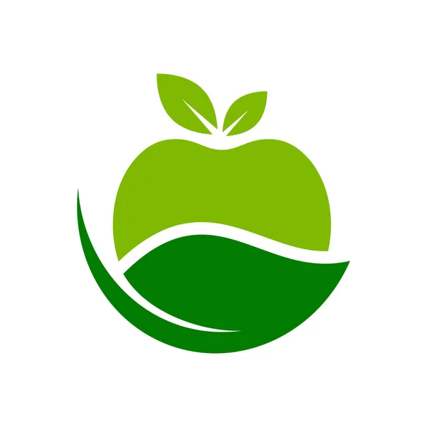 Symbole Pomme Feuille Icône Nourriture Saine Fruits Légumes Diète Produits — Image vectorielle