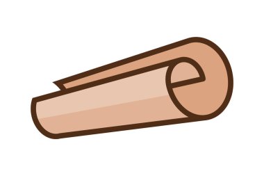 Eski kağıt parşömen simgesi. Antik parşömen belgesi. Tarihi bulgular. Tuval ya da deri el yazması. Tasarım elemanı. Arkeolojik keşif konsepti. Yazılı mesaj. Vektör illüstrasyonu, düz, klip sanatı