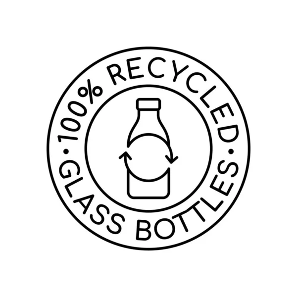 100 Segno Bottiglie Vetro Riciclato Bottiglia Vetro Cerchio Con Frecce — Vettoriale Stock
