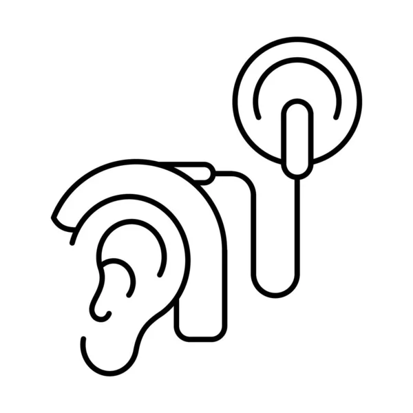 Cochlea Implantat Symbol Menschliches Ohr Mit Elektronischem Gerät Das Den — Stockvektor