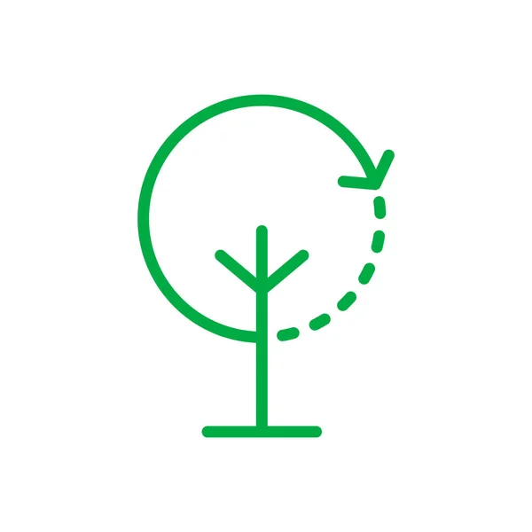 Icona Della Linea Riforestazione Pianta Concetto Albero Freccia Circolare Intorno — Vettoriale Stock