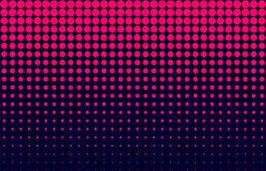 Koyu mavi arka planda pembe yarım ton. Geçmişe dönük 80 'ler. Soyut dikey yarım ton gradyan desen. Pop sanat çizgi romanları arka planda. Mor mavi noktalı duvar kağıdı. Vektör illüstrasyonu, düz, klip sanatı. 