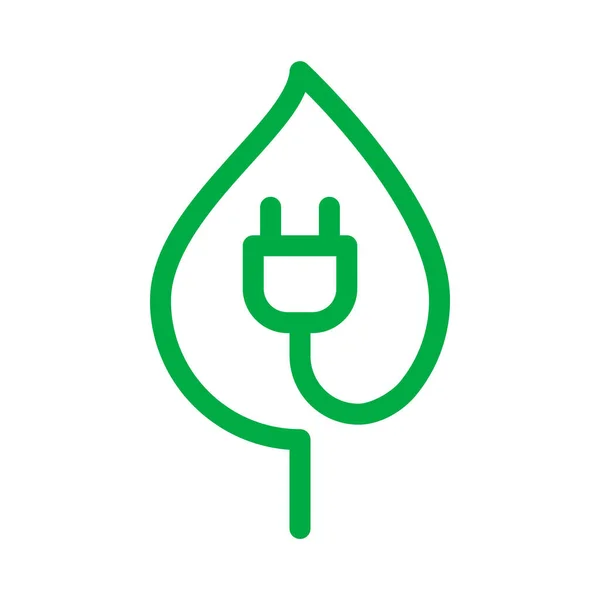 Leaf Plug Line Icon Green Energy Biofuel Concept Sustainable Energy — Stock vektor