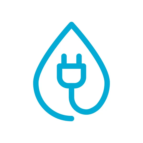 Water Drop Plug Line Icon Hydro Energy Blue Droplet Symbol — Stock vektor