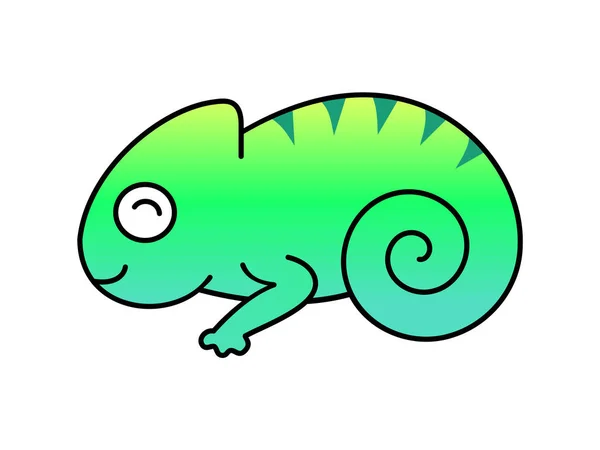 Cute Little Chameleon Outline Kawaii Chameleon Smiling Shirt Design Element — Stockvektor