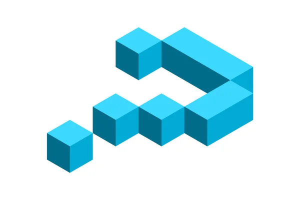 Question Mark Blue Geometric Interrogation Point Isometric Shape Made Cubes — Stockvector