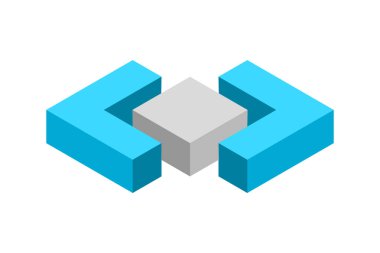 Angle brackets 3D icon. Cubical programming symbol. Not equal, less than or greater than. Isometric projection. Program language icon. Math sign. Software development. Vector illustration, clip art. 