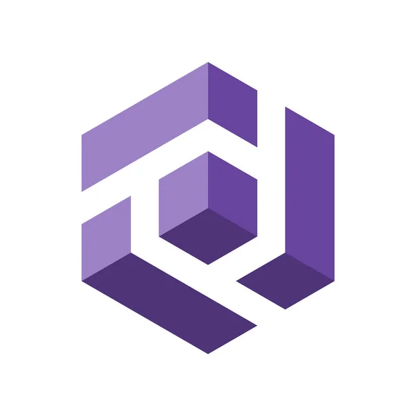 Letter Logo Letters Cube Number Isometric Box Lilac Violet Colors — Stockvektor