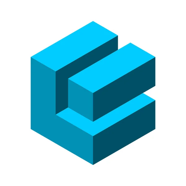 Cube Bleu Moderne Lettre Modèle Logo Forme Boîte Forme Géométrique — Image vectorielle