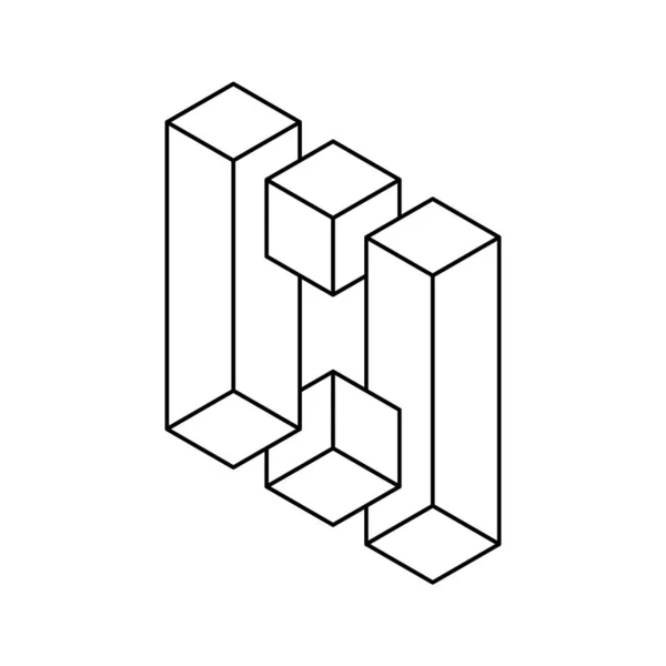 Αδύνατο Γεωμετρικό Σχήμα Γραμμής Εικονίδιο Κύβοι Και Ορθογώνια Τρισδιάστατη Προοπτική — Διανυσματικό Αρχείο