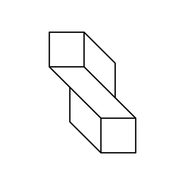 Αδύνατο Στριμμένο Ορθογώνιο Σχήμα Esher Penrose Γεωμετρικό Σχήμα Οπτική Ψευδαίσθηση — Διανυσματικό Αρχείο