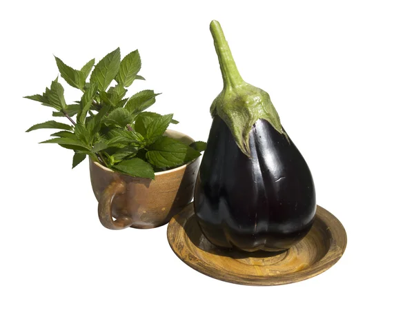 The aubergine and the mint — Stock Photo, Image