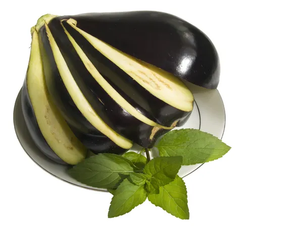 Aubergine and pepermint — Stock Photo, Image