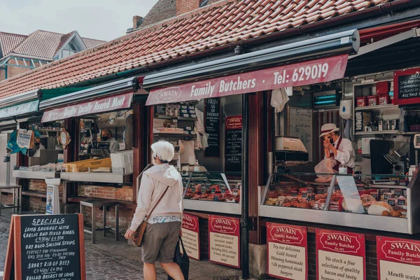 York June 2021 Swain Family Butchers Market Stall Shambles Market — Stock Photo, Image