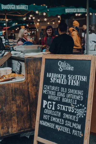 London October 2021 Sign Oak Smoke Stand Borough Market One — Stock Photo, Image