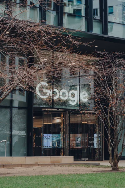 London January 2022 Name Sign Entrance Google Offices London First — Stockfoto