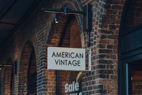 London January 2022 Name Sign American Vintage Shop Coal Drops — Stockfoto