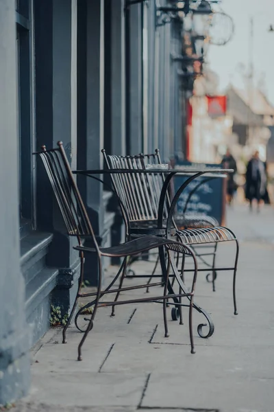 Leere Tische Einem Café Belsize Park Norden Londons Großbritannien Selektiver — Stockfoto