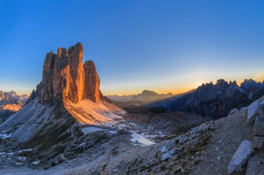 Tre cime. Dolomit Alpler, İtalya 